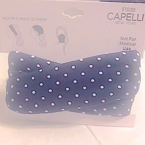 Capelli New York Multi-Use Navy/White Fashion Wrap, Headband and Mask, NWT